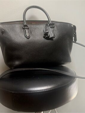 Genuine COACH Black Pebbled leather Satchel with Top Handles and Crossbody Strap